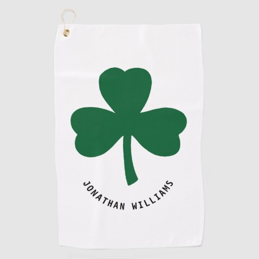 Serviette De Golf Nom du monogramme du Clover vert Shamrock chanceux (Devant)