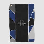 Serviette De Golf Nom du monogramme géométrique Abstrait bleu modern (Devant)