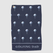Serviette De Golf Nom du monogramme Marine Bleu Blanc Teil Motif Gol (Devant)