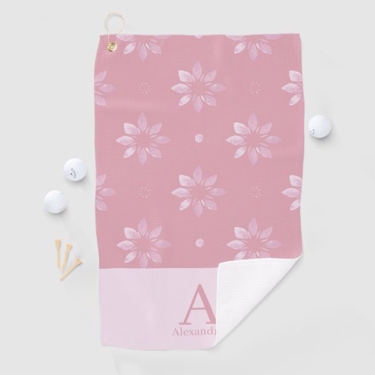 Serviette De Golf Nom du monogramme moderne Motif rose (En situation)