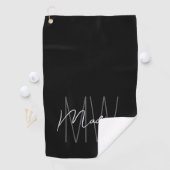 Serviette De Golf Nom du monogramme moderne Script noir blanc (En situation)