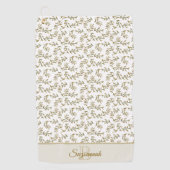 Serviette De Golf Nom du monogramme personnalisé Motif feuille beige (Devant)