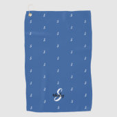 Serviette De Golf Nom du monogramme personnalisé Motif initial bleu  (Devant)