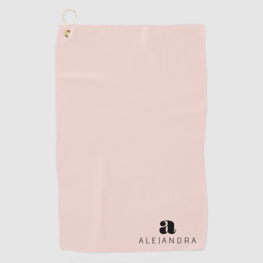 Serviette De Golf Nom du monogramme rose gras moderne (Devant)