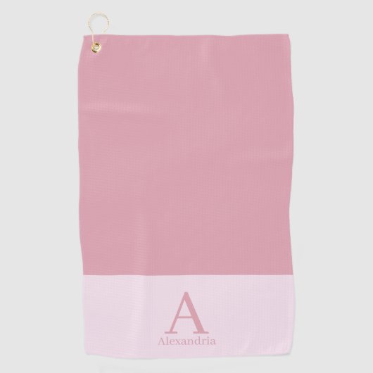Serviette De Golf Nom du monogramme rose moderne minimal (Devant)