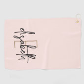 Serviette De Golf Nom du monogramme rose vierge moderne (Horizontal)