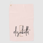 Serviette De Golf Nom du monogramme rose vierge moderne (Devant)