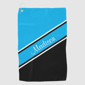 Serviette De Golf Nom du script de bande en diagonale bleu ciel