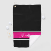 Serviette De Golf Nom du script de bande rose noire (En situation)