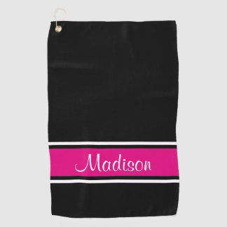 Serviette De Golf Nom du script de bande rose noire