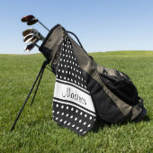 Serviette De Golf Nom du script de la bande de points Polka noir bla (Vert)