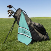 Serviette De Golf Nom du script Turquoise de bande noire (Vert)