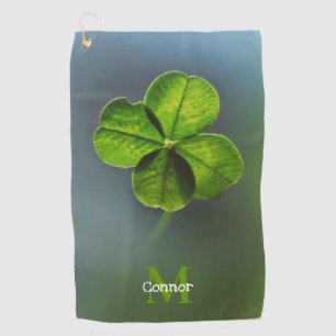 Serviette De Golf Nom du Shamrock et monogramme du trèfle vert Lucky