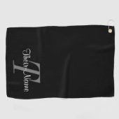 Serviette De Golf Nom Editable Classique & Tournée de golf initiale (Horizontal)