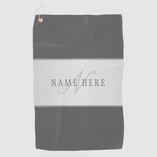 Serviette De Golf Nom élégant & Monogramme Lettrage (ou autre texte) (Devant)
