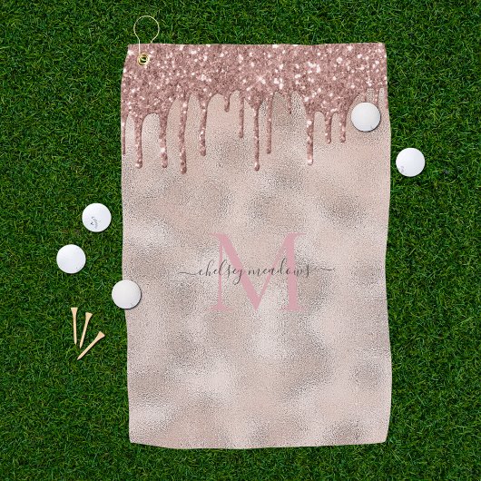 Serviette De Golf Nom en calligraphie script avec monogramme et pail