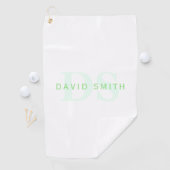 Serviette De Golf Nom et monogramme modernes | Vert et blanc (En situation)