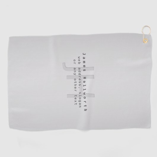 Serviette De Golf Nom et Slogan modifiable moderne | Gradient gris (Horizontal)