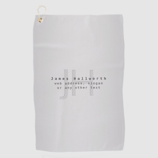 Serviette De Golf Nom et Slogan modifiable moderne | Gradient gris (Devant)