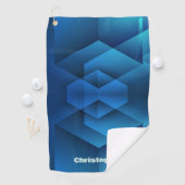Serviette De Golf Nom Géométrique Bleu Moderne (En situation)