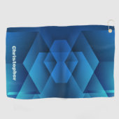 Serviette De Golf Nom Géométrique Bleu Moderne (Horizontal)