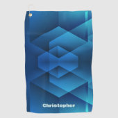 Serviette De Golf Nom Géométrique Bleu Moderne (Devant)