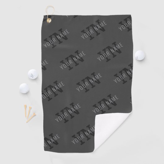 Serviette De Golf Nom gris et Motif de monogramme (En situation)
