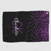 Serviette De Golf Nom initial du monogramme de parties scintillant v (Horizontal)