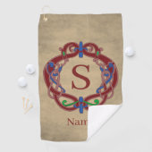 Serviette De Golf Nom Initial Monogramme Design Celtique Personnalis (En situation)