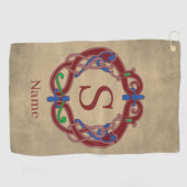 Serviette De Golf Nom Initial Monogramme Design Celtique Personnalis (Horizontal)