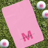 Serviette De Golf Nom initial rose Monogramme