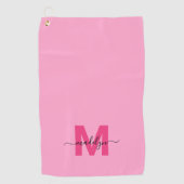 Serviette De Golf Nom initial rose Monogramme (Devant)