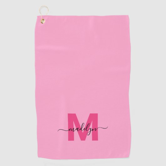 Serviette De Golf Nom initial rose Monogramme (Devant)