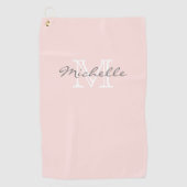 Serviette De Golf Nom minimal élégant et monogramme rose (Devant)