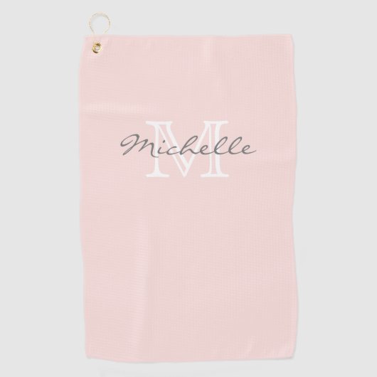 Serviette De Golf Nom minimal élégant et monogramme rose (Devant)