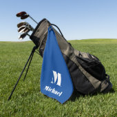 Serviette De Golf Nom minimal Lettre initiale Couleur solide bleue (Vert)