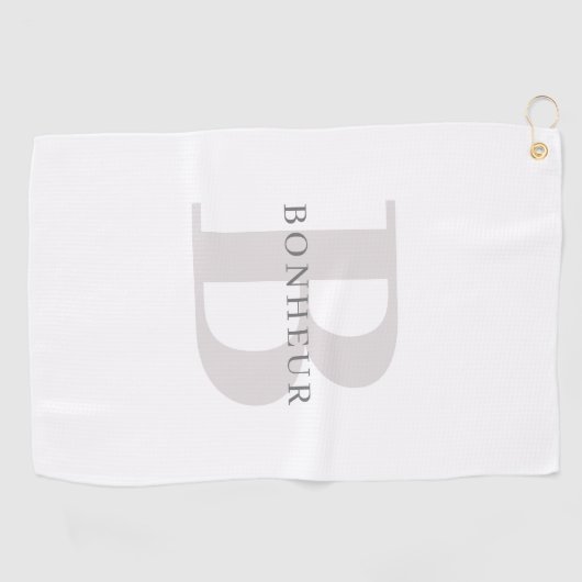Serviette De Golf Nom moderne élégant et monogramme (Horizontal)