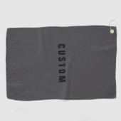 Serviette De Golf Nom moderne ou autre modèle de texte | Gris foncé (Horizontal)