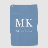Serviette De Golf Nom monogramme blanc bleu foncé initiales (Devant)
