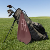 Serviette De Golf Nom Monogramme d'apparence moderne | Rouge marron (Vert)