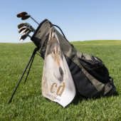 Serviette De Golf Nom monogramme de la tête de loup (Vert)
