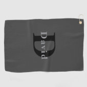 Serviette De Golf Nom & Monogramme | Gris foncé (Horizontal)