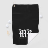 Serviette De Golf Nom noir et blanc Monogramme MR Typographie (En situation)