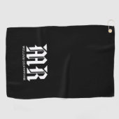Serviette De Golf Nom noir et blanc Monogramme MR Typographie (Horizontal)