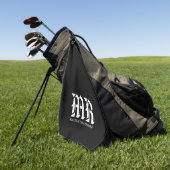 Serviette De Golf Nom noir et blanc Monogramme MR Typographie (Vert)