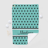 Serviette De Golf Nom noir turquoise léger de manuscrit de rayure de (En situation)
