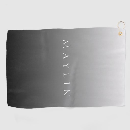 Serviette De Golf Nom ou mot classique | Gris dégradé (Horizontal)