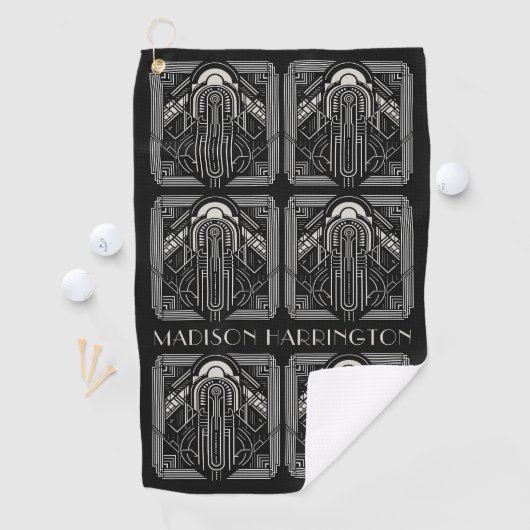 Serviette De Golf Nom personnalisé Art Déco (En situation)