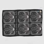 Serviette De Golf Nom personnalisé Art Déco (Horizontal)