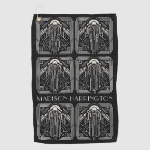 Serviette De Golf Nom personnalisé Art Déco